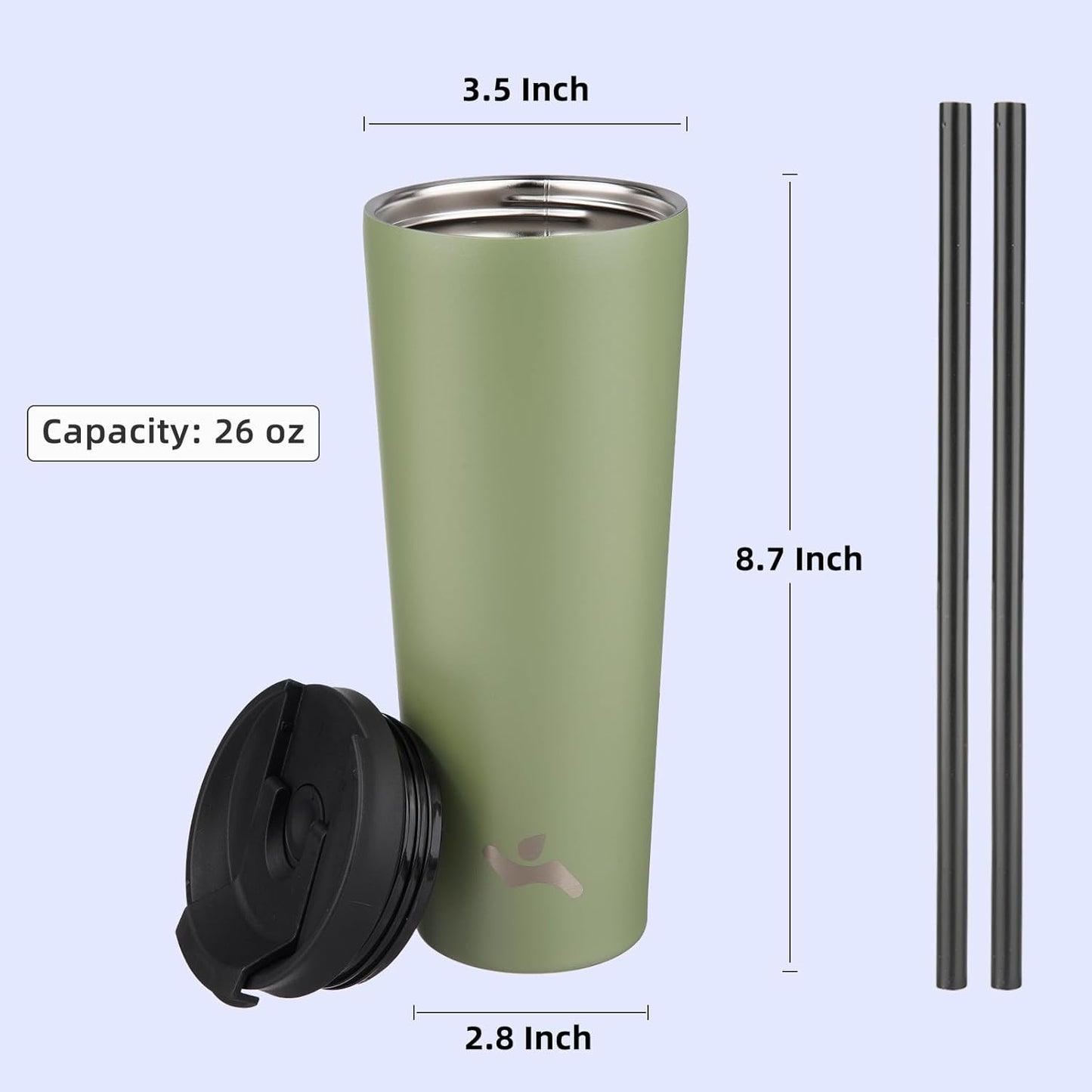 Konokyo 30 OZ Insulated Tumbler with Lid and 2 Straws Stainless Steel Water Bottle Vacuum Travel Mug Coffee Cup,Pastel Sunset