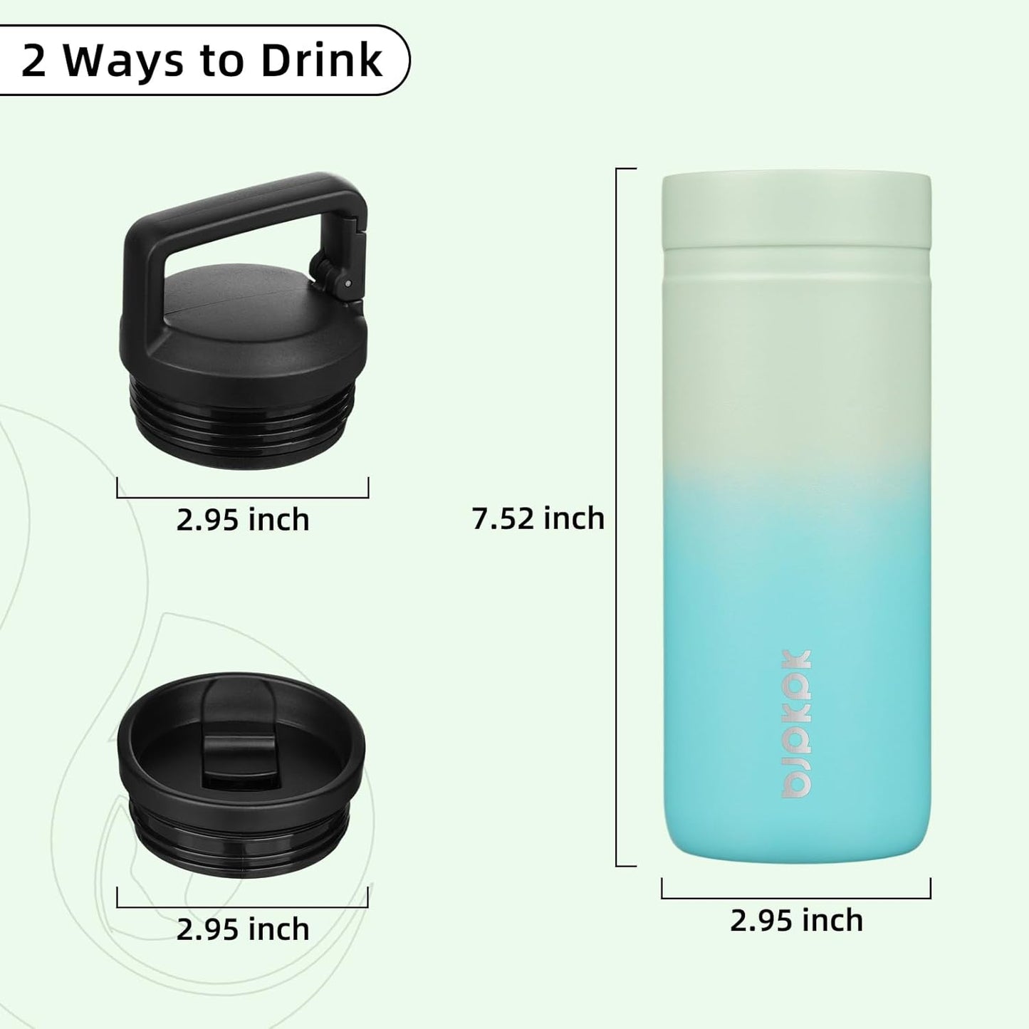 BJPKPK Insulated Water Bottle with 2 Lids,20 oz Double Wall Stainless Steel Vacuum Tumbler Travel Coffee Mug,Wide Mouth Thermal Cup,Haze Blue