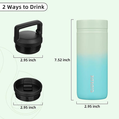 BJPKPK Insulated Water Bottle with 2 Lids,20 oz Double Wall Stainless Steel Vacuum Tumbler Travel Coffee Mug,Wide Mouth Thermal Cup,Haze Blue