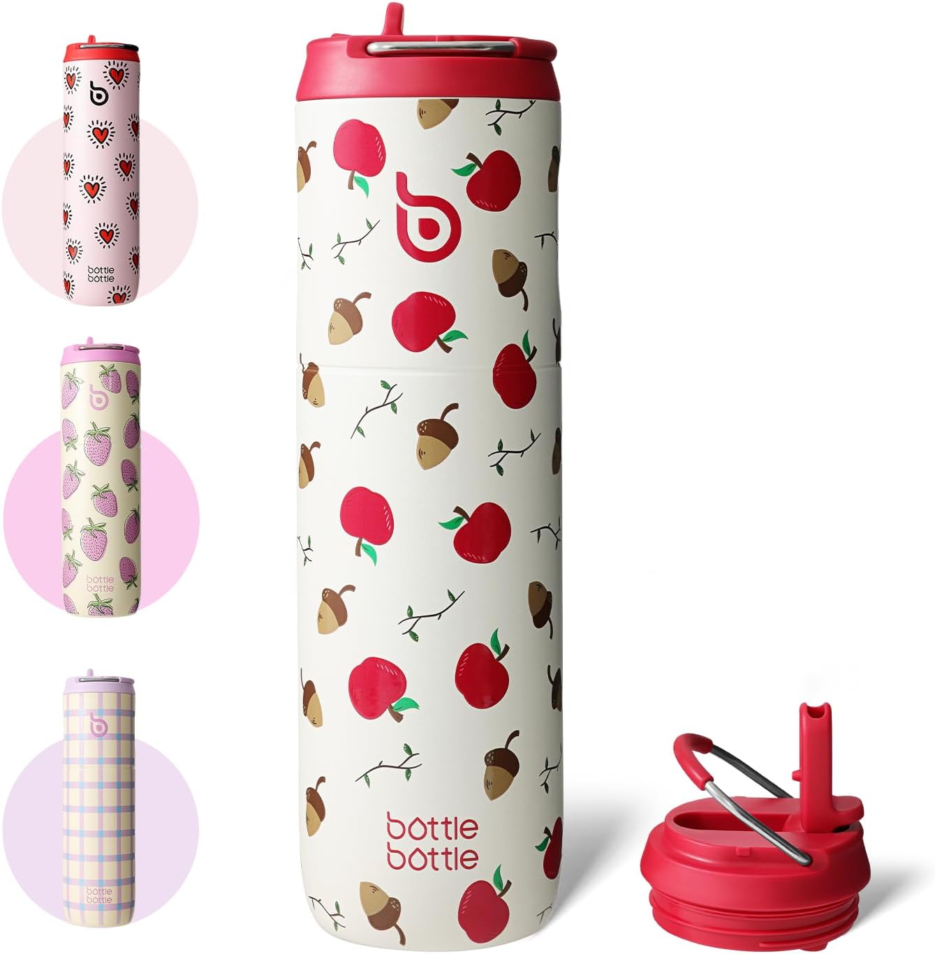 BOTTLE BOTTLE Insulated Water Bottle 24oz with Straw Lid and Handle for Sports Travel Gym Stainless Steel Water Bottles Double-Wall Vacuum Metal Leak Proof BPA-Free