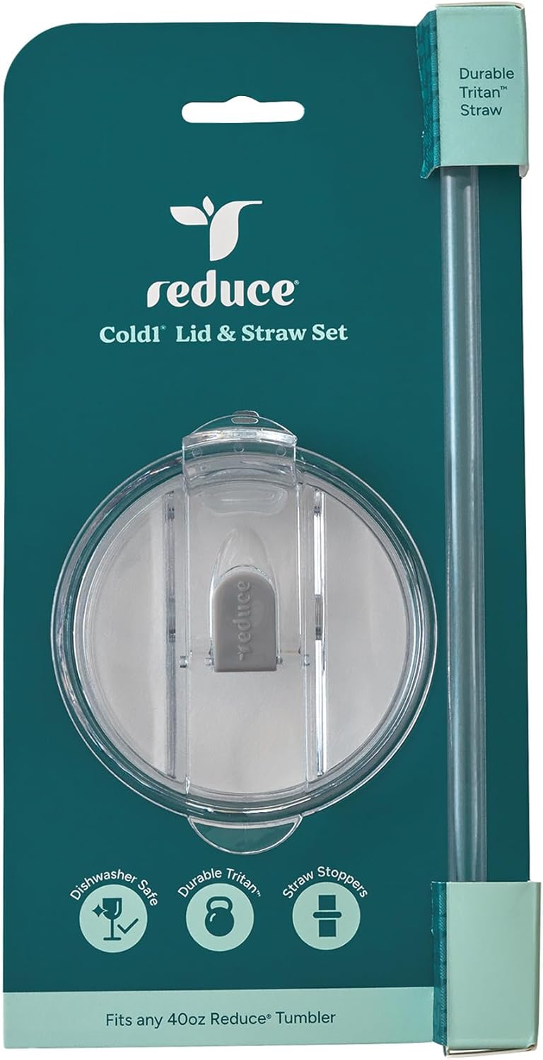 Reduce Tumbler Lid and Straw Set for 30-40 oz Tumblers/Mugs - BPA Free, Dishwasher Safe, Impact Resistant - Replace Broken, Damaged or Lost Reduce Cold 1 Straws and Lids - Large