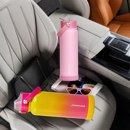 Insulated Water Bottle with Lid & Boot & Stickers, 24 oz Stainless Steel Sweat Free Bottle Keep Cold 24H, BPA-Free Sports Wide Mouth Water Bottle, BlueBlack