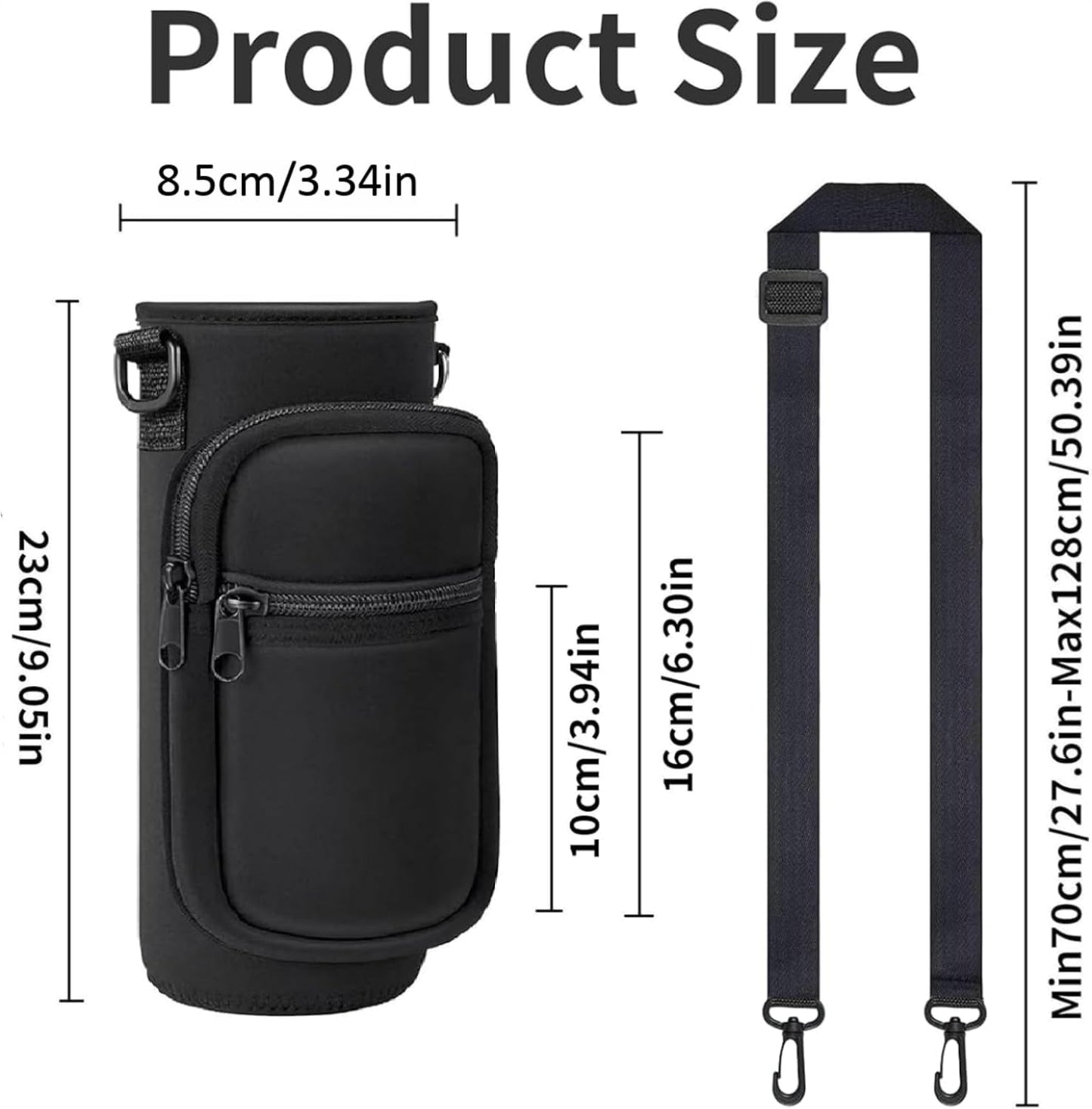 Water Bottle Holder with Strap, Insulated Crossbody Sling Bag, Carrier with Phone Pocket for Walking Hiking Camping Fishing