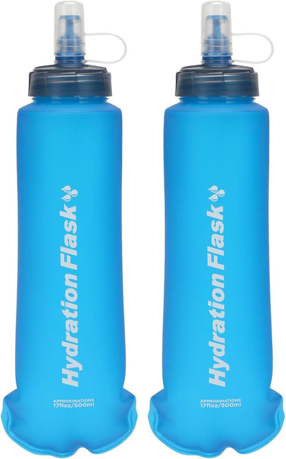 Azarxis TPU Soft Flask Collapsible Water Bottle Running Folding Gel Water Reservoir Handheld for Hydration Pack Hiking Cycling Climbing Jogging Marathon Trail Race