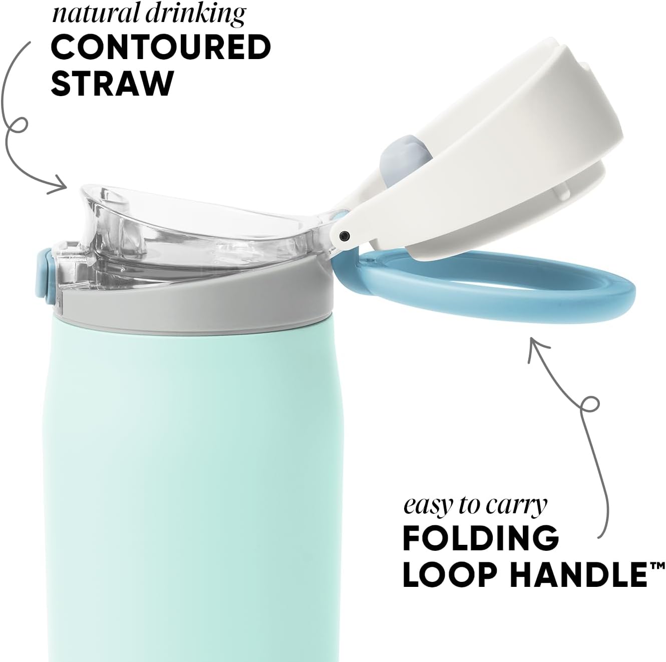 Simple Modern Mesa Loop Water Bottle with Covered Straw and Handle | 24oz Cup Holder Friendly Insulated Stainless Steel Bottles for Travel, Sports and School | Iris Sage - Colors B