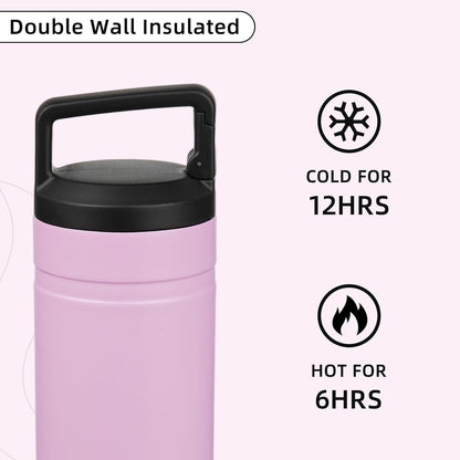 BJPKPK Insulated Water Bottle with 2 Lids,20 oz Double Wall Stainless Steel Vacuum Tumbler Travel Coffee Mug,Wide Mouth Thermal Cup,Haze Blue