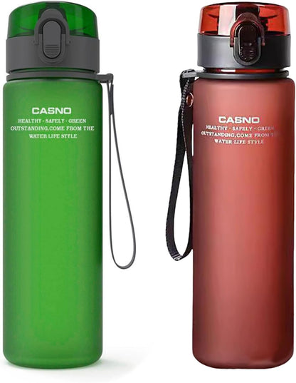 DEARART 20oz Water Bottles with Locked Button, Frosted Bottle One Hand, 100% Leakproof No Straw Direct Spout, Suit Sport Office School Travel Yoga Gym, Red