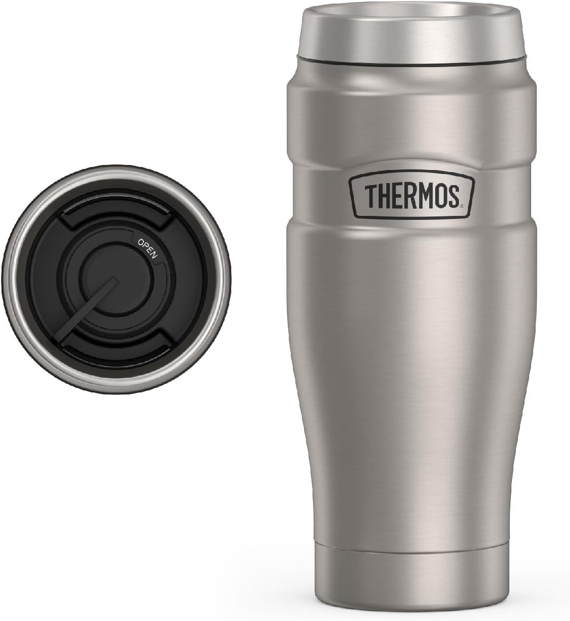 THERMOS Stainless King Vacuum-Insulated Stainless Steel Tumbler - 16oz, Midnight Blue - Insulated Coffee Tumbler for Hot & Cold Drinks - Leak-Proof & Sweat-Proof for Commuting & Traveling