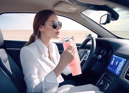 Meoky 32 oz Tumbler with Handle, Insulated Tumbler with Lid and Straw, Stainless Steel Travel Mug, Keeps Cold for 24 Hours, 100% Leak Proof, Fits in Car Cup Holder (Night)