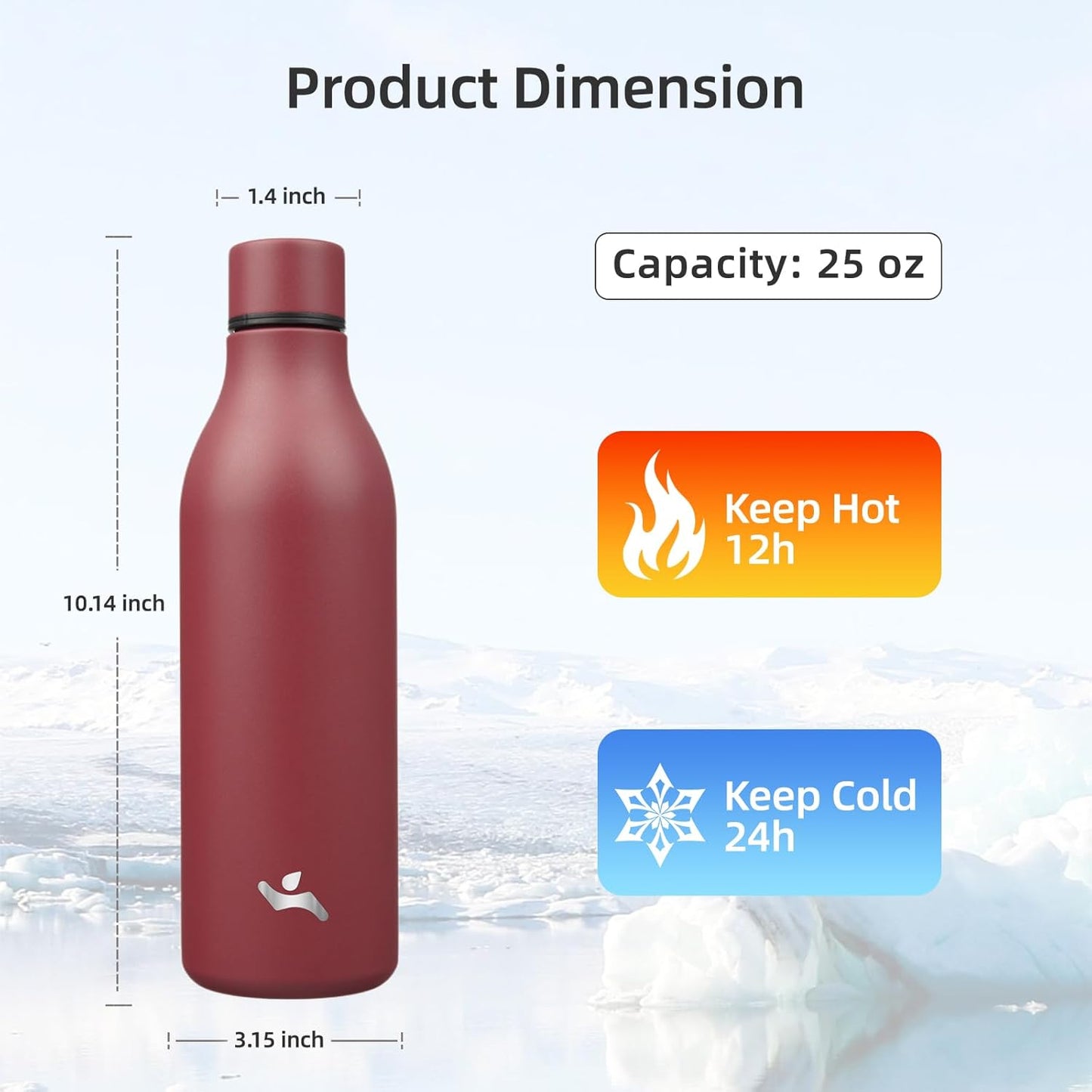 Konokyo Insulated Water Bottle with Strap,18 oz Double Wall Stainless Steel Vacuum Bottles Metal Water Flask,Macaron Green - Colors B