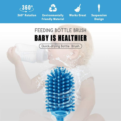 Silicone Bottle Cleaning Brush with Long Handle, 12.5" Water Bottle Cleaner for Baby Bottles, Hydro Flask, Sports Bottle, Vase, Glassware, Perfect for Smaller Diameter Bottle Openings (One Pack)