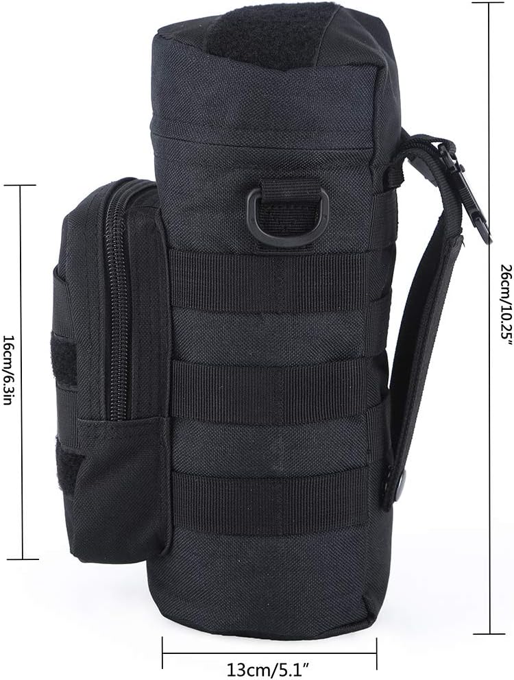 Molle Water Bottle Holder, Tactical Water Bottle Pouches for Backpack with D-Ring Hook