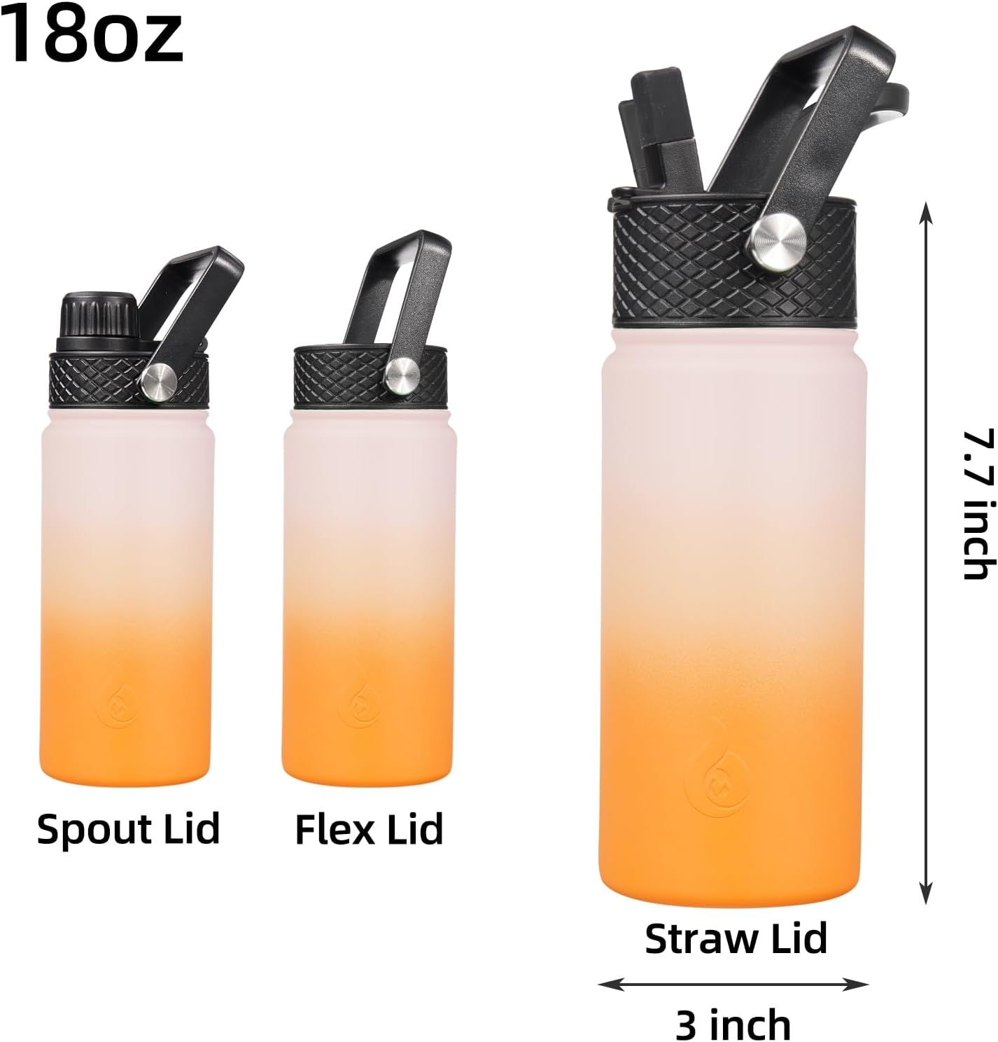 BJPKPK Insulated Water Bottles with Straw Lid, 40oz Stainless Steel Water Bottles with 3 Lids, BPA Free Leakproof Thermo, Tumblers, Cups for Sports, Gym- Midnight - Colors A