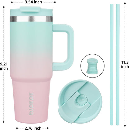 BJPKPK 30oz Stainless Steel Insulated Tumbler With Handle And Lid Straw Travel Coffee Mug Thermal Cup,Black