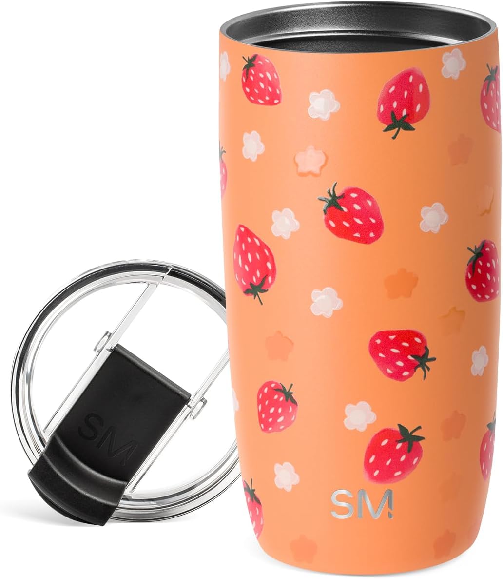 Simple Modern Voyager Tumbler with Flip Lid | Travel Coffee Mug | Insulated Stainless Steel Cold Brew Iced or Hot Coffee Cup | Gifts for Women Men Her Him | 16oz, Almond Birch