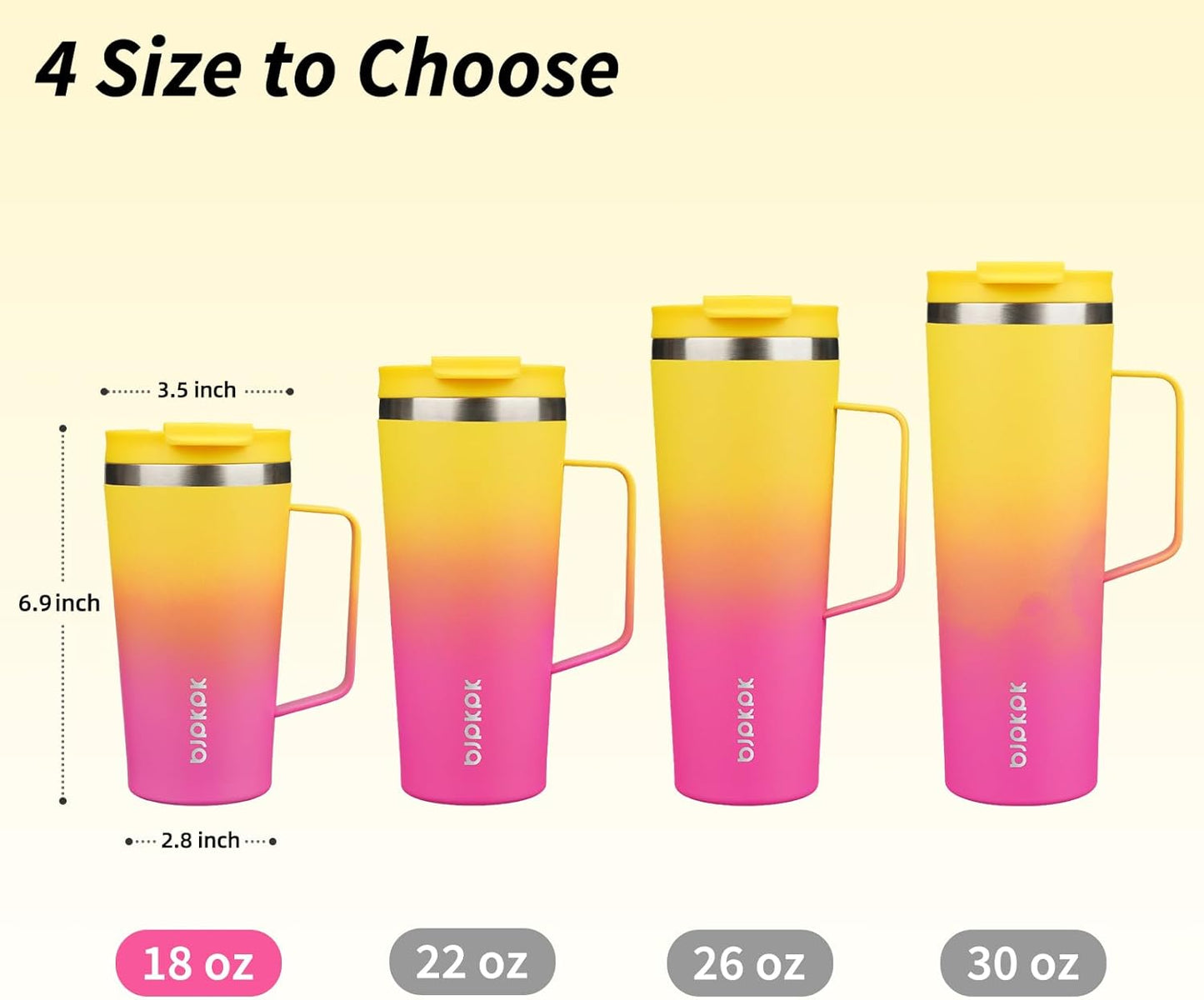 BJPKPK Insulated Tumbler with Handle, 18oz Insulated Tumblers with Lid and Straw, Stainless Steel Metal Water Bottles, Coffee Travel Mugs, Cups, Marshmallow
