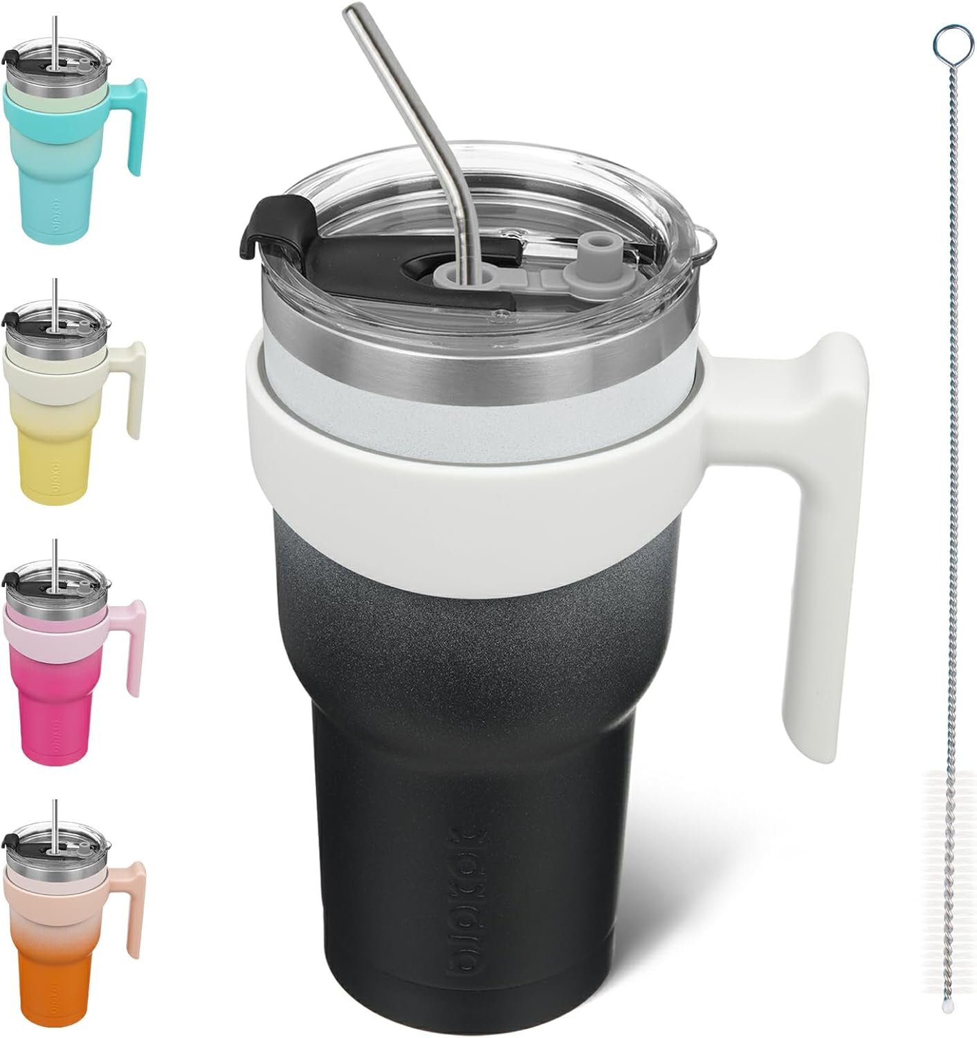 BJPKPK Tumbler With Handle And Straw Lid 40 oz Stainless Steel Insulated Coffee Tumbler Cups For Home, Office or Car,Turquoise
