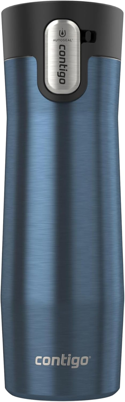 Contigo AUTOSEAL West Loop Vacuum-Insulated Stainless Steel Travel Mug with Easy-Clean Lid 12 oz Blueberry