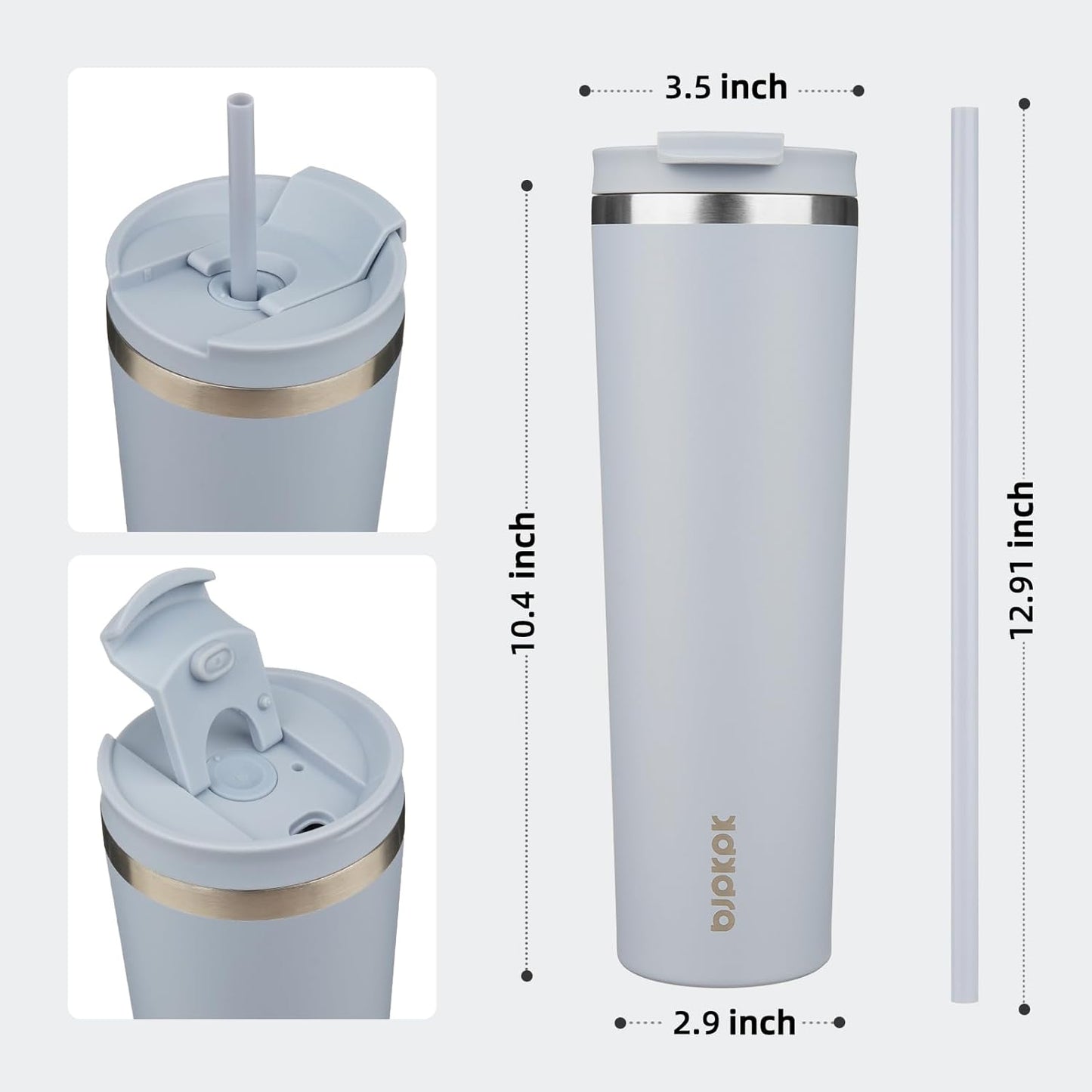 BJPKPK 4 Pack Tumbler with Lid and Straw,30oz Insulated Tumblers Bulk Reusable Travel Coffee Mug, Dishwasher Safe Double Wall Vacuum Insulated Cup Gift for Men Women,Light Blue Leopard