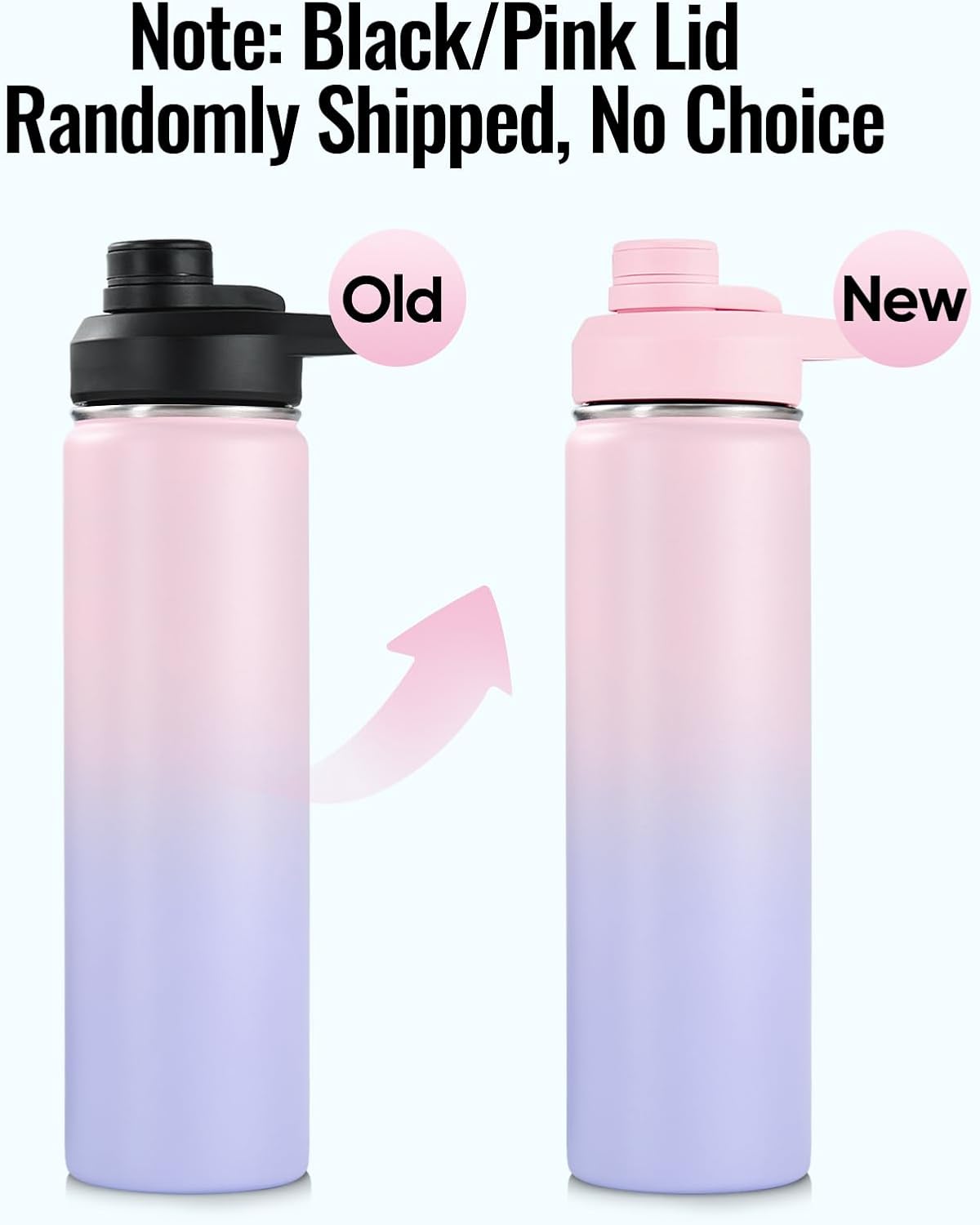 Fijinhom 24 oz Insulated Water Bottle with Handle, 304 Stainless Steel Water Bottles with Wide Mouth, Double Wall Vacuum Sports Water Bottle, BPA Free, Keep Cold and Hot, Black | with Handle