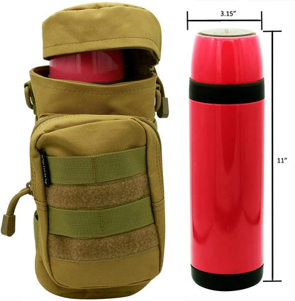 Molle Water Bottle Holder, Tactical Water Bottle Pouches for Backpack with D-Ring Hook