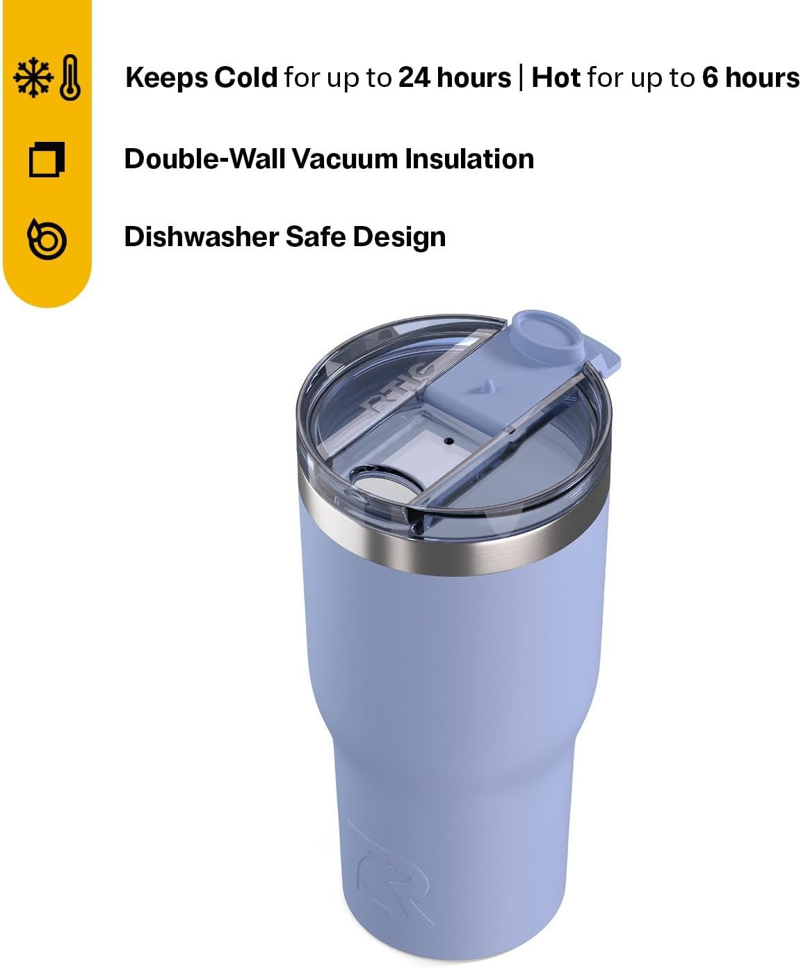 RTIC 20oz Essential Tumbler with Lid, Ceramic Lined, Insulated, Stainless Steel, Metal, Double Wall Vacuum-Insulation, Travel Cup for Iced Coffee, Tea, Hot and Cold Drink, Graphite