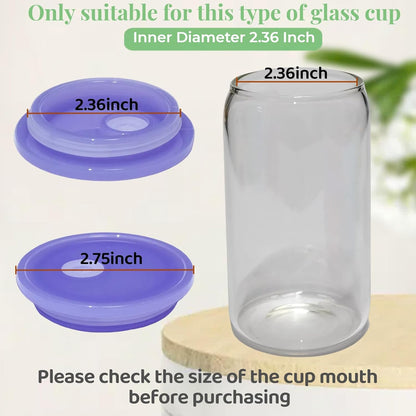 4 Pack Acrylic Lids for Glass Cups with Bamboo Lids and Straws, 2.75 inch/70 mm Acrylic Lids for 16 OZ Beer Can Cups with Wooden Lids, Replacement Canning Lids for 16OZ 20 OZ Glass