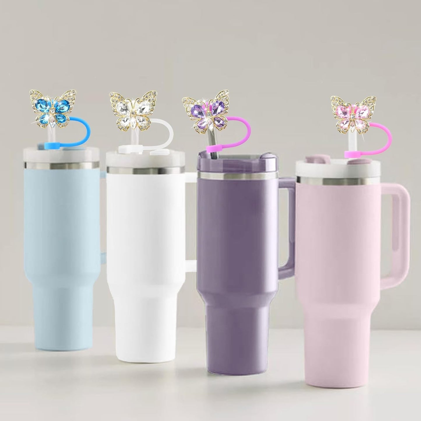 Cute Straw Cover Cap for Stanley Cup Accessories,Bling Straw Toppers for Stanley Tumbler 40&30 oz,Reusable Straws Tips Protectors Compatible with 10mm Straws