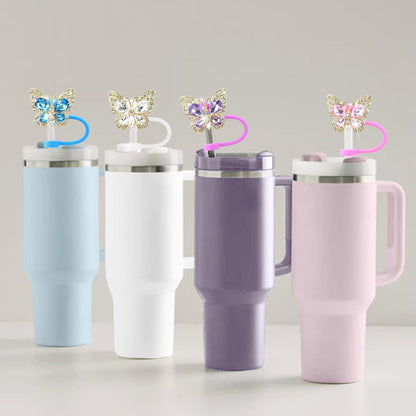 Cute Straw Cover Cap for Stanley Cup Accessories,Bling Straw Toppers for Stanley Tumbler 40&30 oz,Reusable Straws Tips Protectors Compatible with 10mm Straws