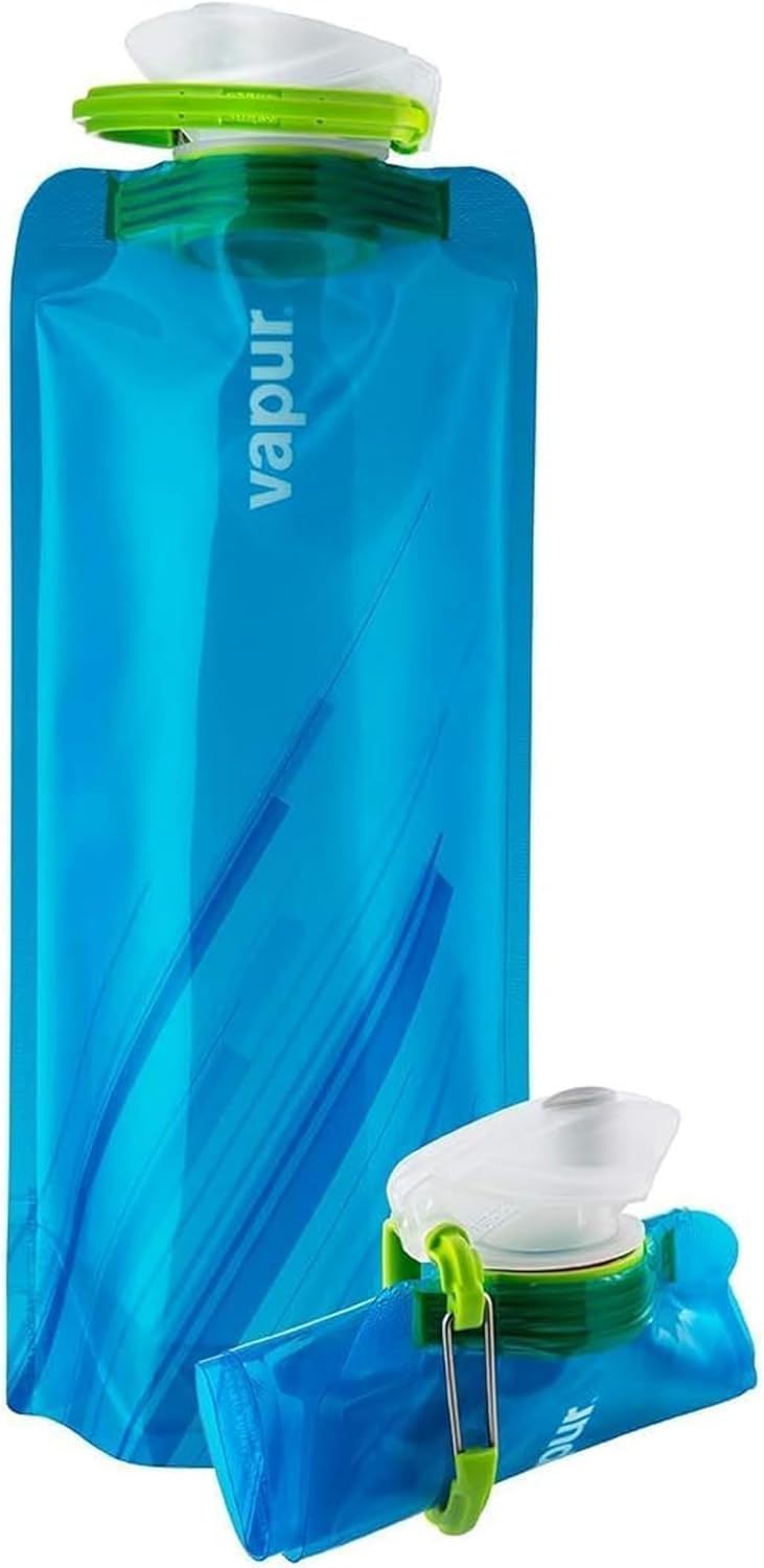 Vapur Collapsible Water Bottle with Carabiner - 34oz (1L), Night Blue - Flexible and Lightweight Water Bottle for Travel, Concert, Hiking, and Outdoor Adventures - BPA-Free, Dishwasher-Safe, Freezable