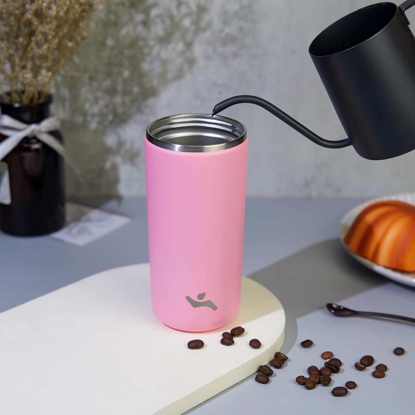 Konokyo Tumbler with Lid, 16 oz Travel Coffee Mug Double Wall Vacuum Stainless Steel Thermal Metal Cup Insulated Water Bottle,Navy Blue