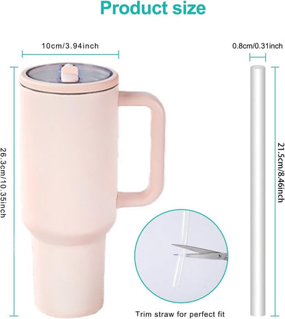40 oz Insulated Tumbler with Handle,Flip Straw,Lid & Rubber Base Stainless Steel Water Bottle - Leak Proof Vacuum Insulated Mug BPA Free Reusable Travel Cup Gifts for Women/Men (light blue)