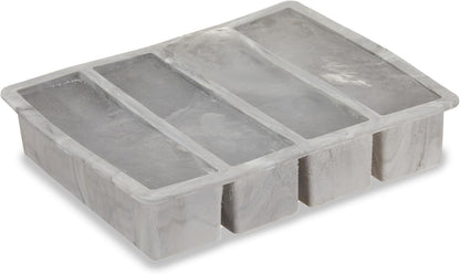 Host Ice Cube Tray, Makes Four 5-Inch Long Cubes, Durable Silicone Trays with Easy Release Design, Perfect for Water Bottles and Highball Glasses, Home Bar Accessories, Set of 1, Marble