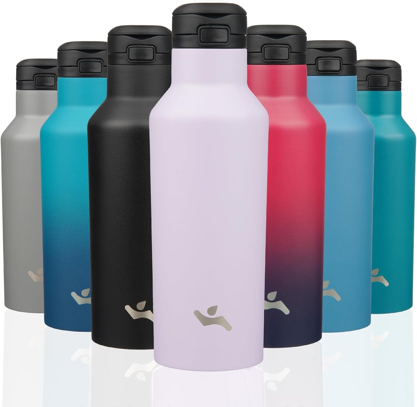 Konokyo Insulated Water Bottle with Straw,25 OZ Double Wall Vacuum Stainless Steel Water Flask with 2 Lids,Black