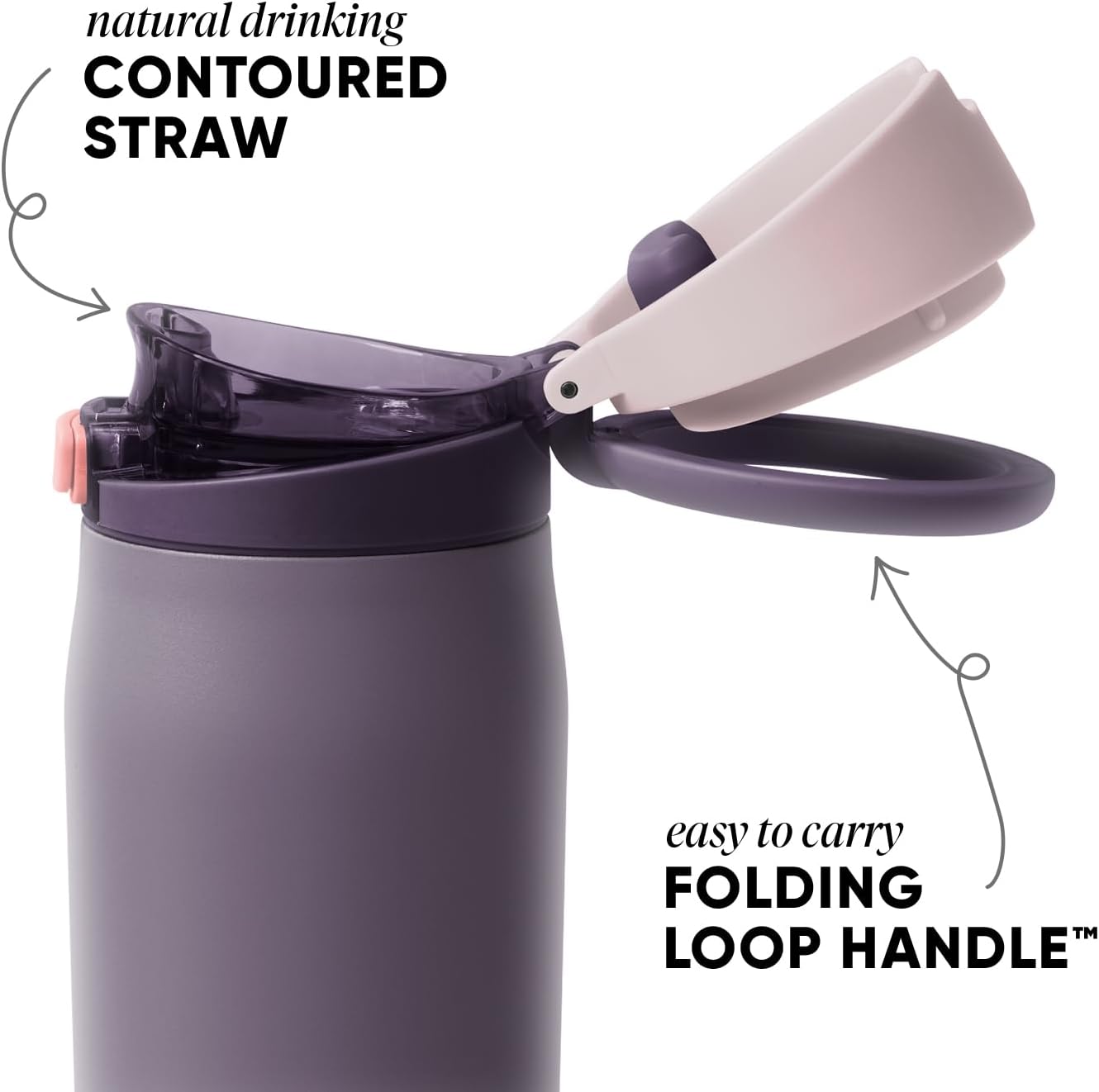 Simple Modern Mesa Loop Water Bottle with Covered Straw and Handle | 24oz Cup Holder Friendly Insulated Stainless Steel Bottles for Travel, Sports and School | Iris Sage - Colors A
