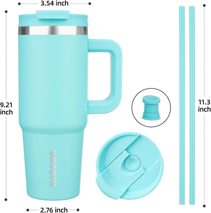 BJPKPK 30oz Stainless Steel Insulated Tumbler With Handle And Lid Straw Travel Coffee Mug Thermal Cup,Black