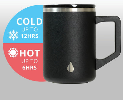 Elemental Insulated Coffee Mug - Triple-Wall Stainless Steel Summit Travel Cup for Hot and Cold Drinks - Thermal Coffee Mug with Lid and Handle for Camping, Office & Travel 16oz - Rainbow Speckle