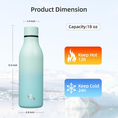 Konokyo Insulated Water Bottle with Strap,18 oz Double Wall Stainless Steel Vacuum Bottles Metal Water Flask,Macaron Green - Colors A