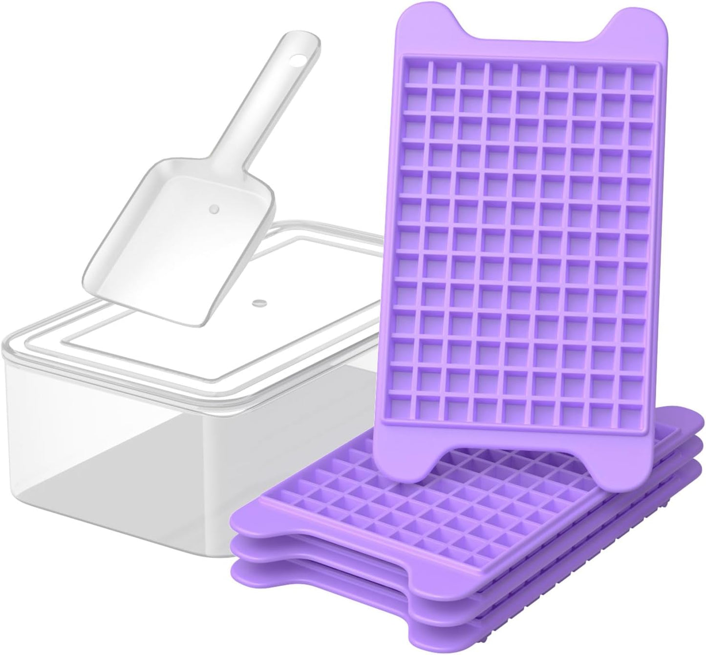 Mini Ice Cube Tray for Freezer: GGUW Nugget Ice Cube Tray with Bin - Crushed Ice Tray Making 4×117 PCS Icecube - Easy Release Iced Maker Trays