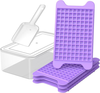 Mini Ice Cube Tray for Freezer: GGUW Nugget Ice Cube Tray with Bin - Crushed Ice Tray Making 4×117 PCS Icecube - Easy Release Iced Maker Trays
