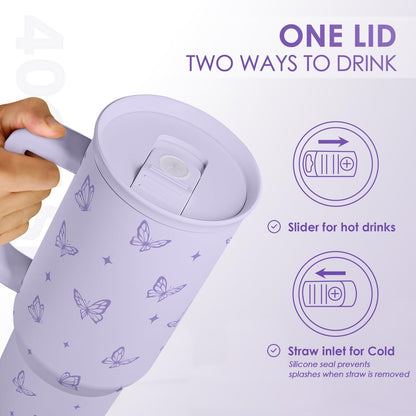 SANDJEST Pickleball 40oz Tumbler With Handle and Straw, Pickleball Queen Insulated Stainless Steel Travel Coffee Mug for Women Girls Players, Gift Idea for Birthday Christmas Mothers Day