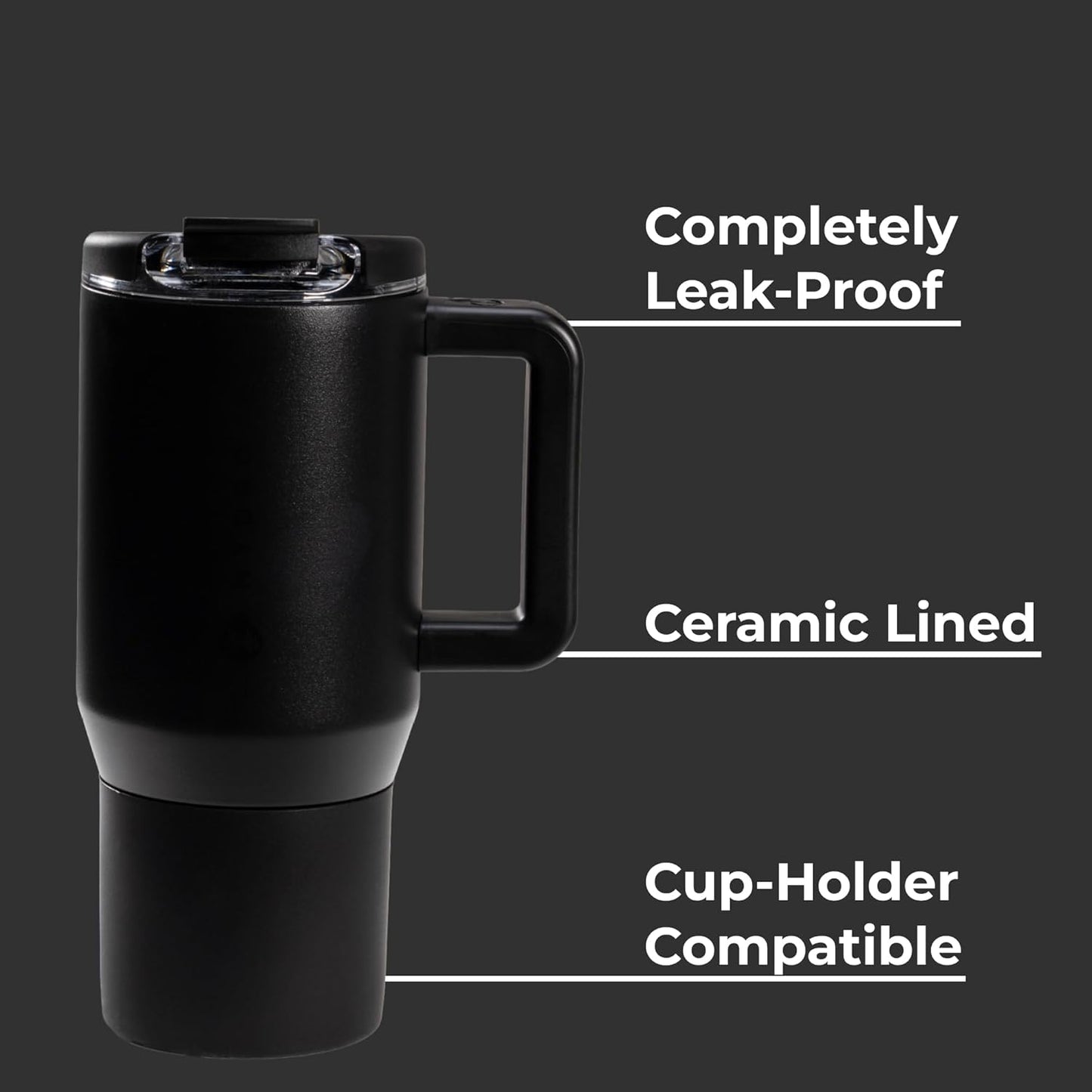 HydroJug Coffee Traveler 20 oz - Leak-Resistant, Ceramic-Lined Insulated Travel Coffee Mug for Hot or Cold Drinks with Flip Lid & Handle, Dishwasher Safe Coffee Tumbler, Cascade