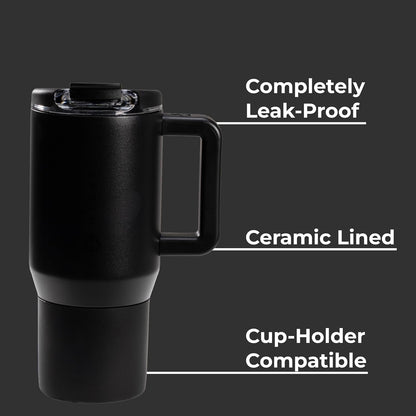 HydroJug Coffee Traveler 20 oz - Leak-Resistant, Ceramic-Lined Insulated Travel Coffee Mug for Hot or Cold Drinks with Flip Lid & Handle, Dishwasher Safe Coffee Tumbler, Cascade