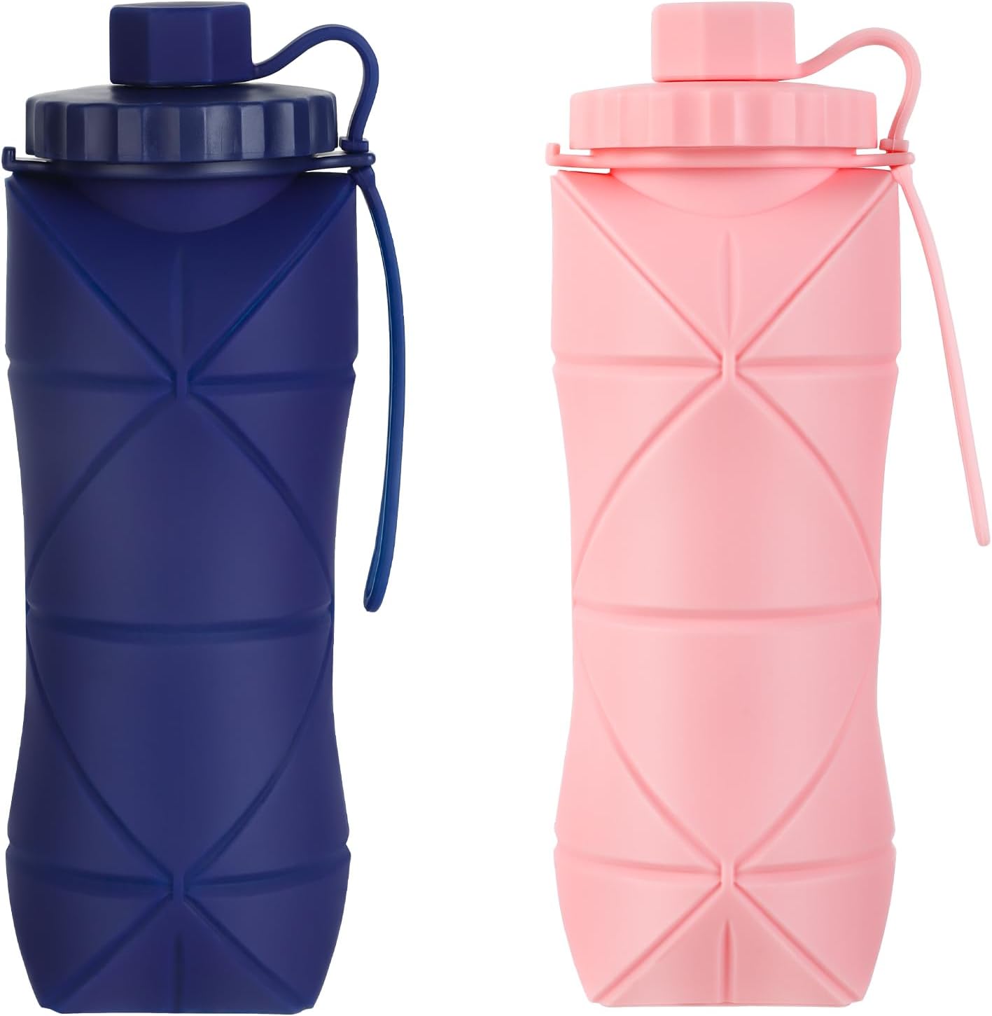 YCT Collapsible Water Bottle 17oz（500ml），Travel Portable Sport Water Bottle，Reusable Silicone Foldable Water Bottles for Gym Camping Hiking (Purple+Black)