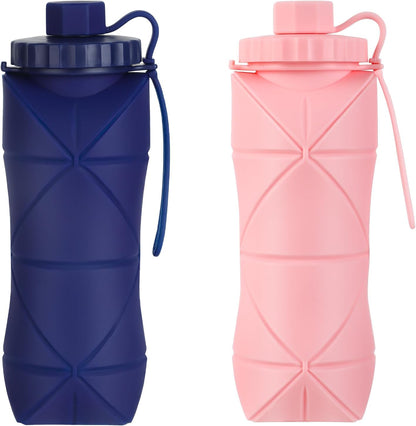 YCT Collapsible Water Bottle 17oz（500ml），Travel Portable Sport Water Bottle，Reusable Silicone Foldable Water Bottles for Gym Camping Hiking (Purple+Black)