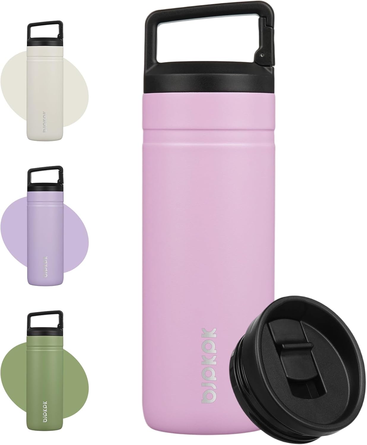BJPKPK Insulated Water Bottle with 2 Lids,20 oz Double Wall Stainless Steel Vacuum Tumbler Travel Coffee Mug,Wide Mouth Thermal Cup,Haze Blue
