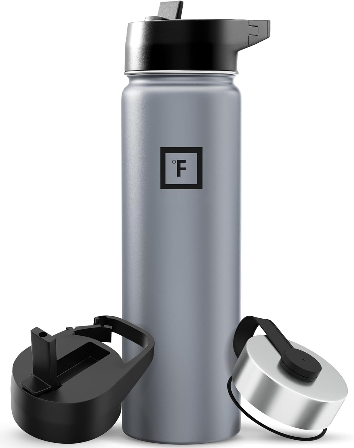 IRON °FLASK Camping & Hiking Hydration Flask with Straw, Wide Mouth Insulated Stainless Steel Sports Water Bottle - 22 oz Aurora