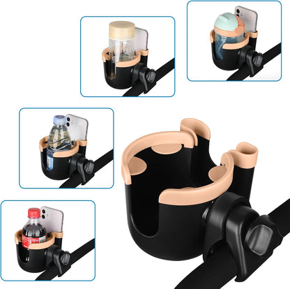Accmor Stroller Cup Holder with Phone Holder, Bike Cup Holder, Universal Cup Holder for Uppababy Nuna Doona Strollers, 2-in-1 Cup Holder for Walker, Wheelchair, Scooter - Colors B