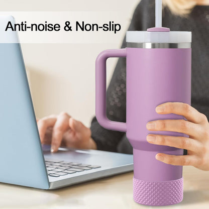WUQID Water Bottle Boot, Diamond Silicone Boot Compatible with Stanleyy Tumbler 20-40oz & Hydroo Flask Bottle 12oz-24oz, Reduces Dents Sleeve Cover for More Bottles/Tumblers Bottom of 2.83-2.95in