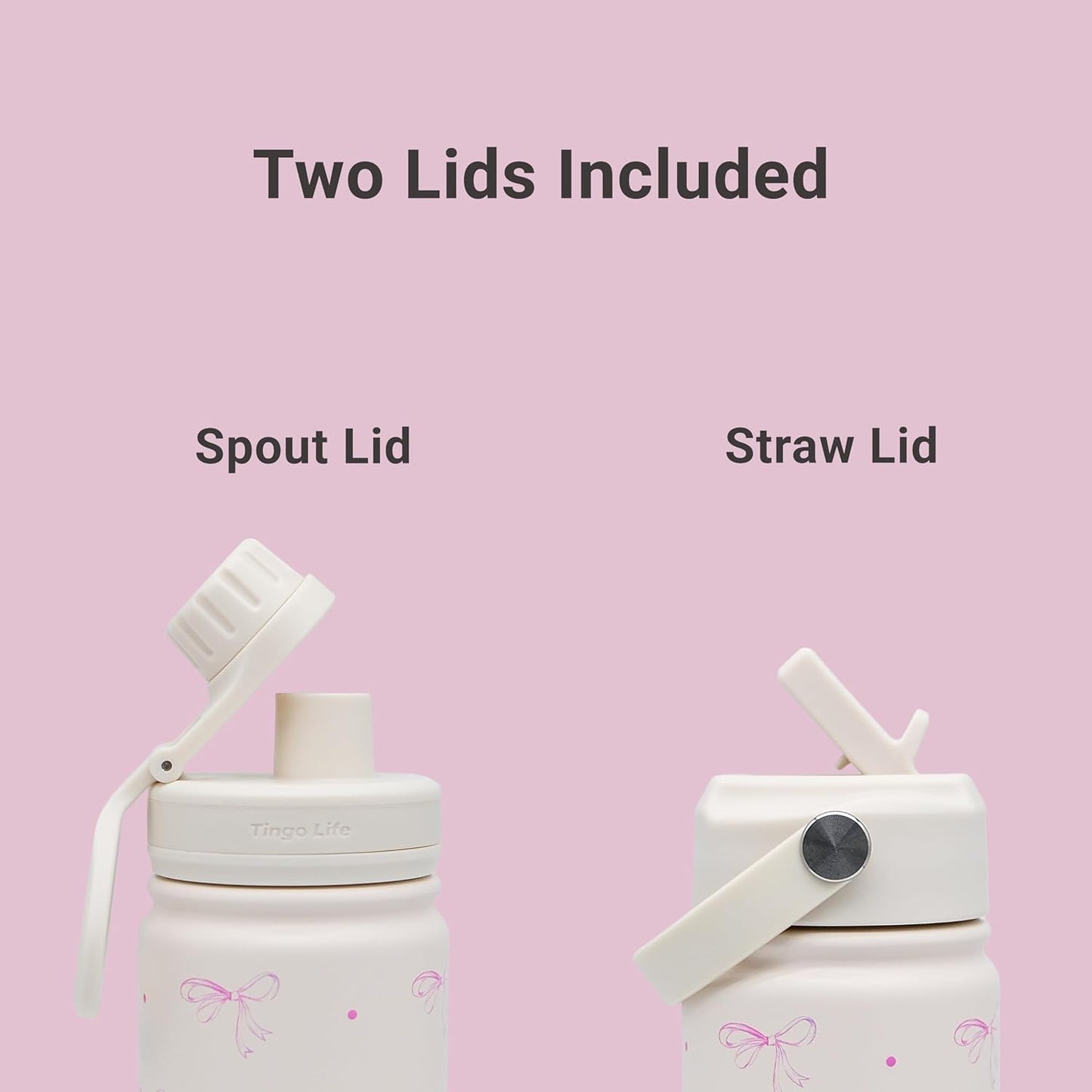25oz Insulated Stainless Steel Aesthetic Cute Water Bottle - 2 Lids Included (Straw + Sport Handle), Leakproof BPA-Free, Dreamy Cream Cute Floral Design, Perfect Gym/Yoga/Office Companion
